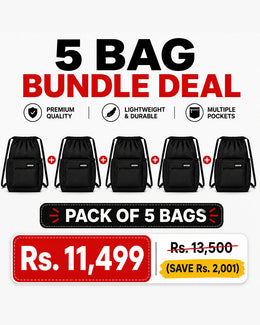5 Black Unisex FlexDraw Bag