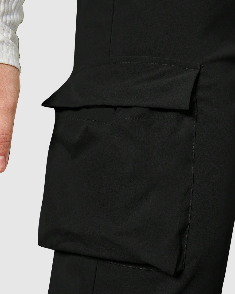 Widasio Women Basic Flap Pocket Cargo Pants - Black