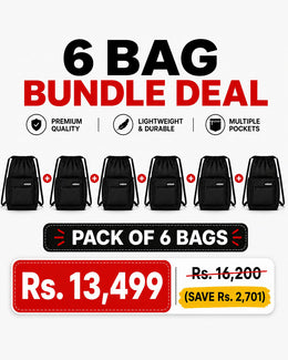 6 Black Unisex FlexDraw Bag