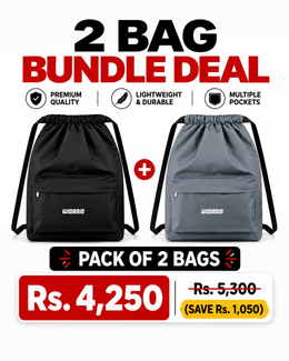 2 Unisex FlexDraw Bag (Black + Grey)