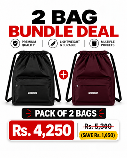 2 Unisex FlexDraw Bag (Black & Maroon)