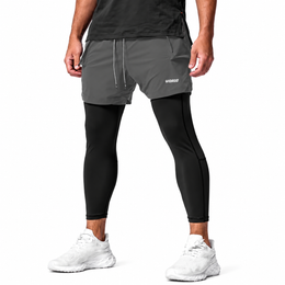 3-IN-1 Dri-FIT Legging Shorts With Cargo Pockets & Widasio High Tech Fitted Half Zip Trainer (Black)
