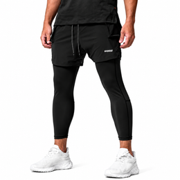 3-IN-1 Dri-FIT Legging Shorts With Cargo Pockets & Widasio High Tech Fitted Half Zip Trainer (Black)