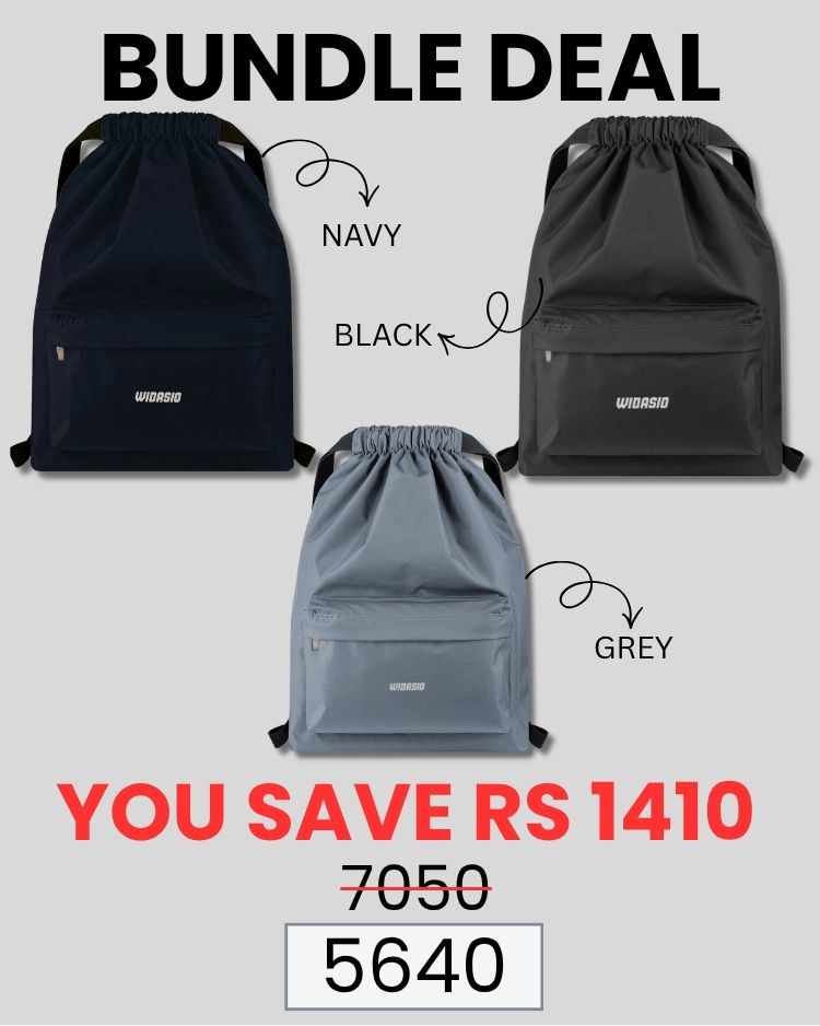 3 Unisex FlexDraw Bag (Black + Navy + Grey)