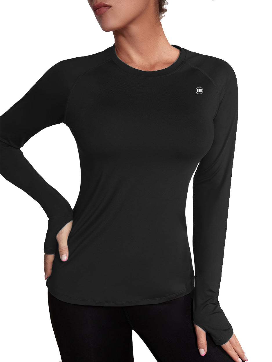 Widasio Basic Women's Round Neck Sports T-shirt (BLACK)