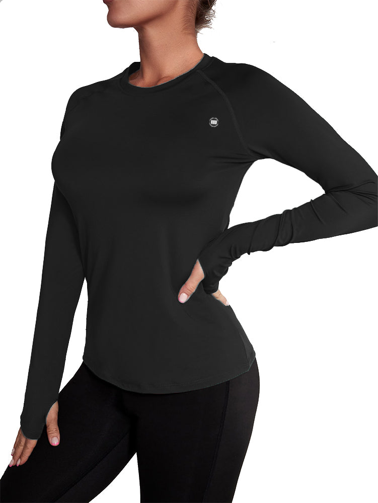 Widasio Basic Women's Round Neck Sports T-shirt (BLACK)