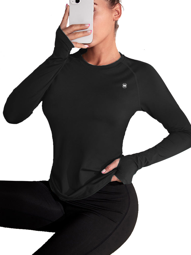 Widasio Basic Women's Round Neck Sports T-shirt (BLACK)