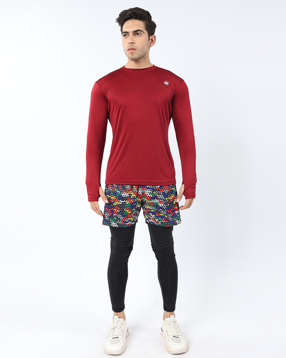 Widasio ActiveFlex Set - Legging shorts with Full Sleeves Shirt(Multi color & maroon)
