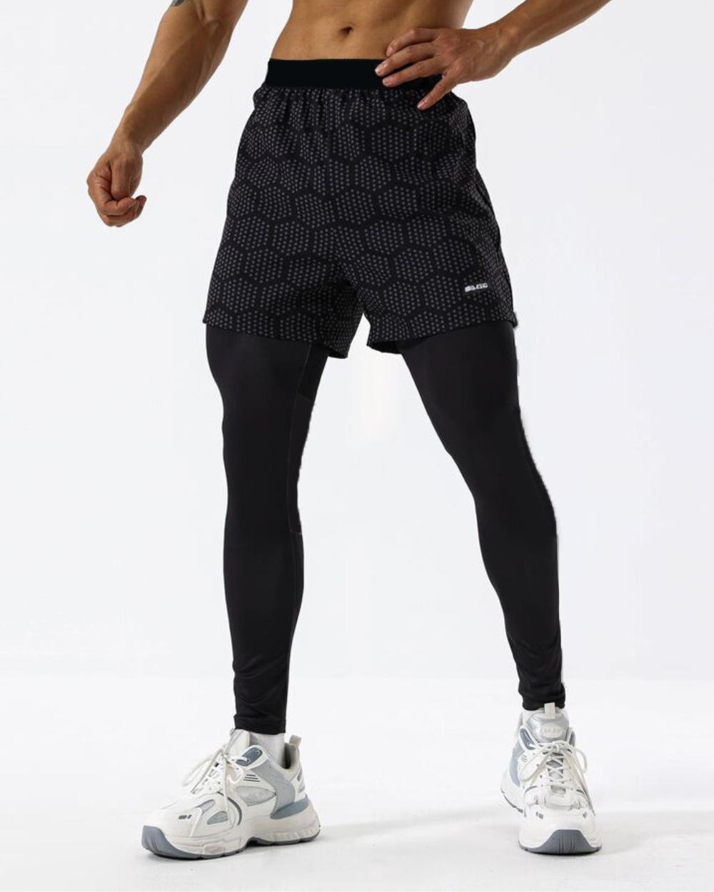 Widasio 2-in-1 Dri-FIT Legging Shorts (Black & Grey)
