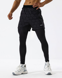 Widasio 2-in-1 Dri-FIT Legging Shorts (Black & Grey)