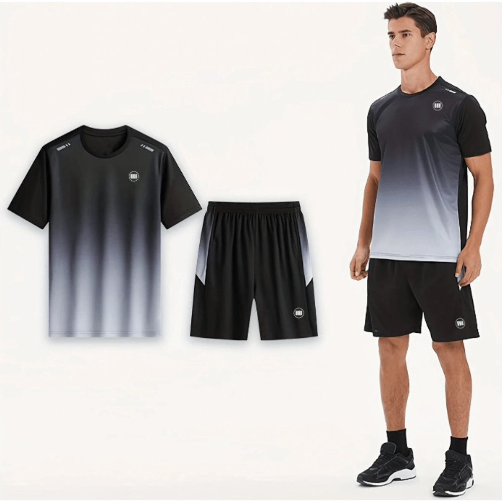 Widasio Performance-Driven Men's Sports Suits(Black&Grey)