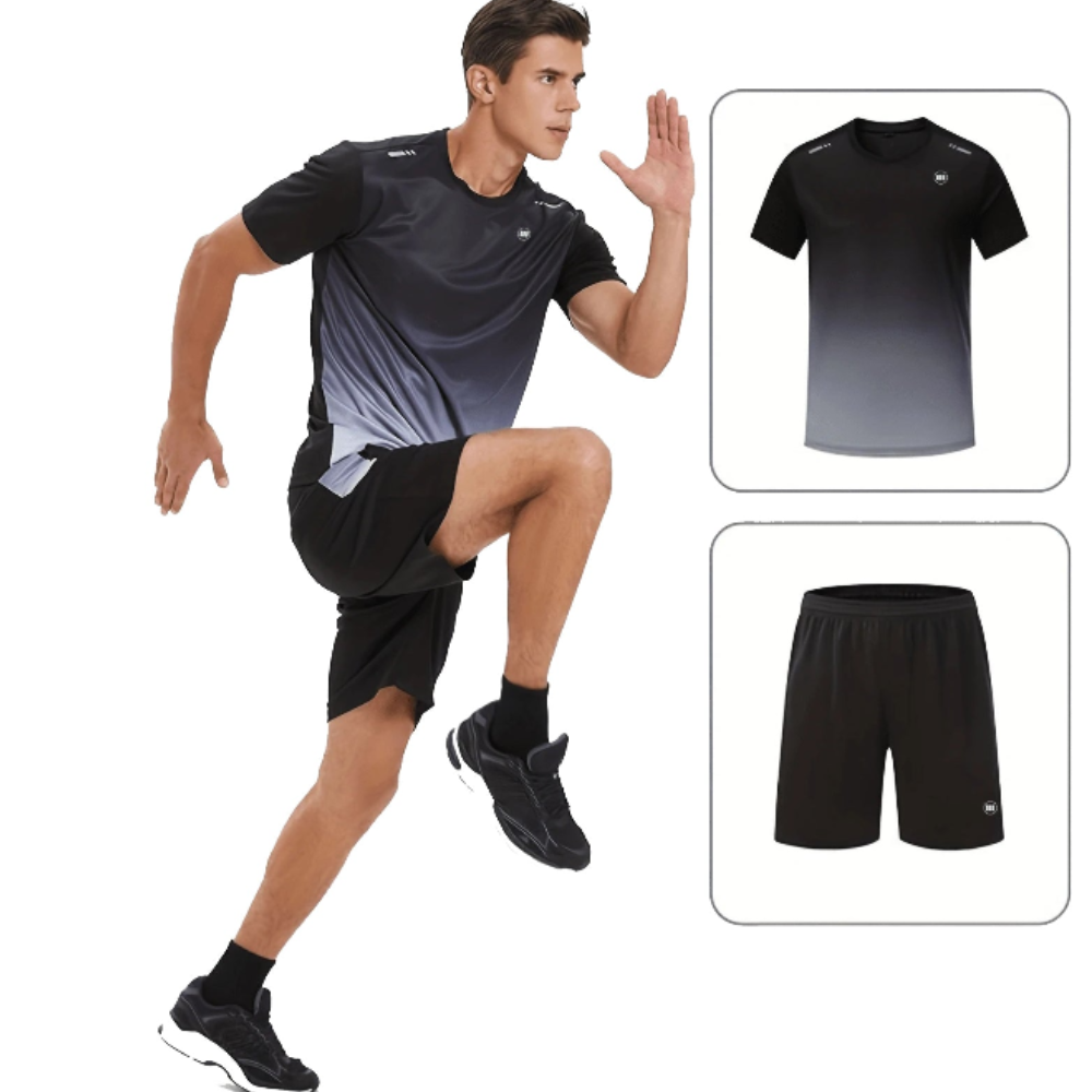 Widasio Performance-Driven Men's Sports Suits(Black&Grey)