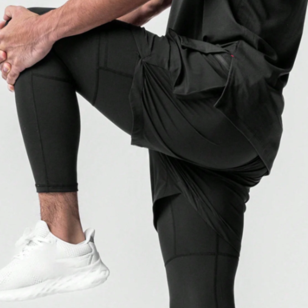 Widasio 2-in-1 Dri-FIT Legging Shorts With Cargo Pockets (Black)