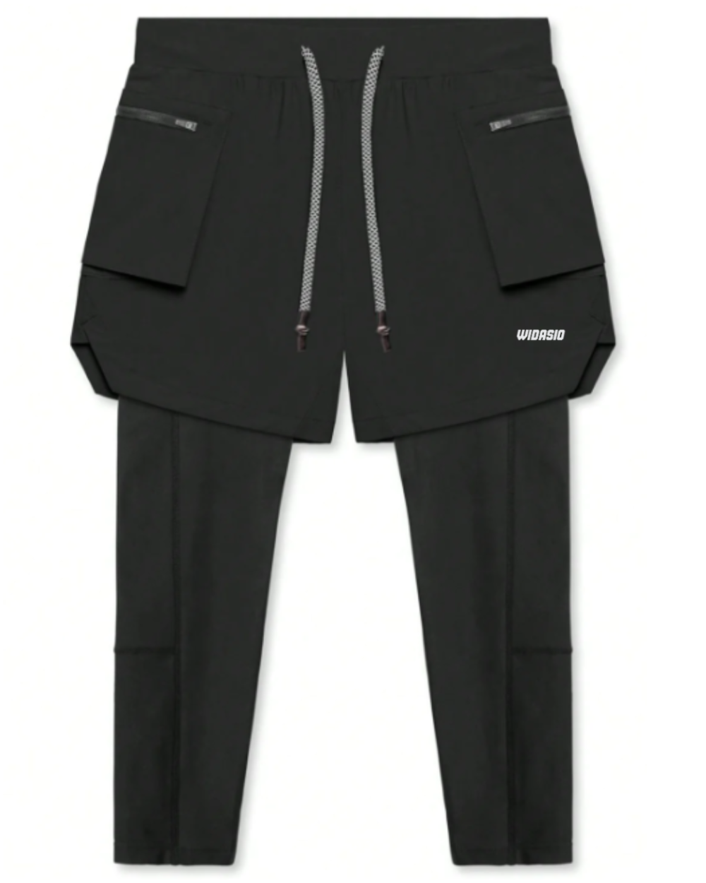 Widasio 2-in-1 Dri-FIT Legging Shorts With Cargo Pockets (Black)