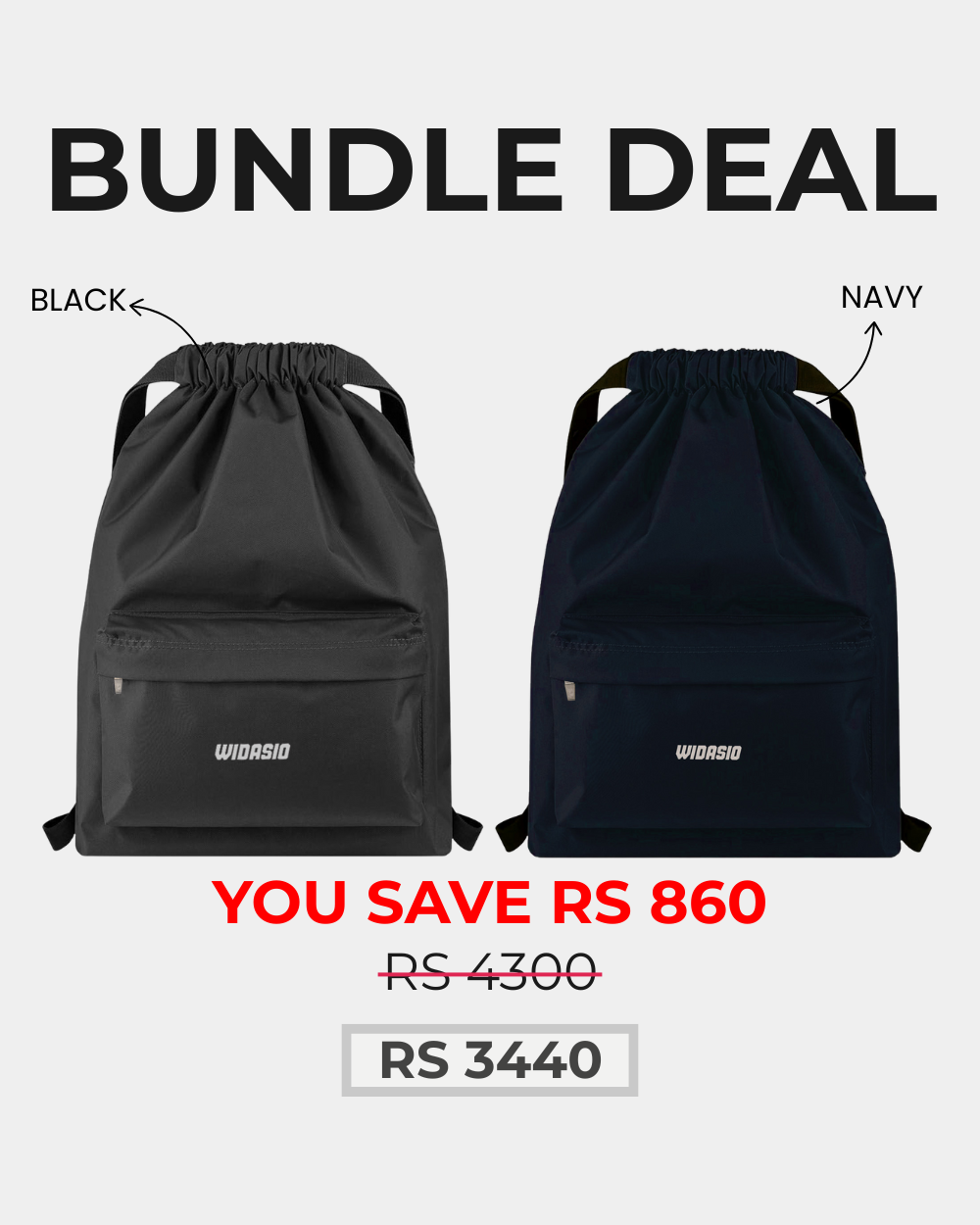2 Unisex FlexDraw Bag (Black & Navy)