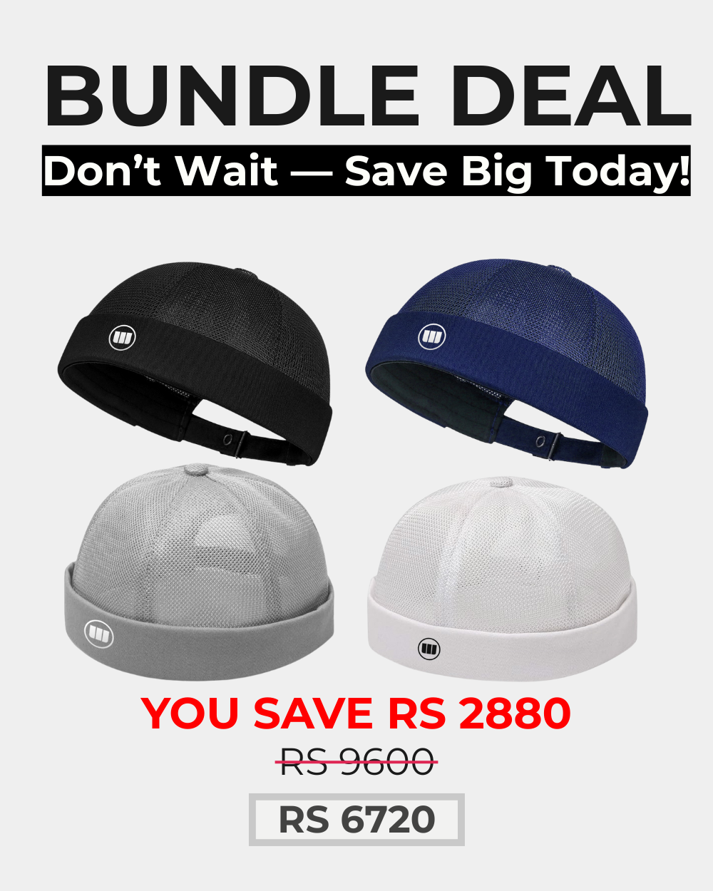 4 AirMesh Unisex Cap (Black,Navy,Grey,White)