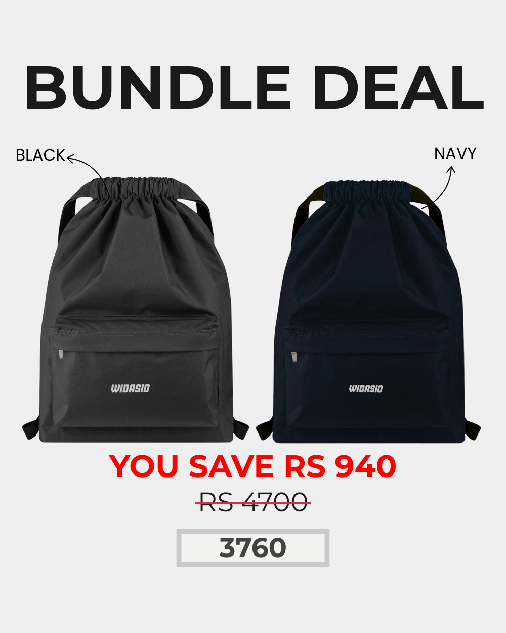 2 Unisex FlexDraw Bag (Black & Navy)