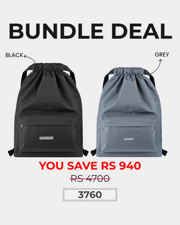 2 Unisex FlexDraw Bag (Black + Grey)