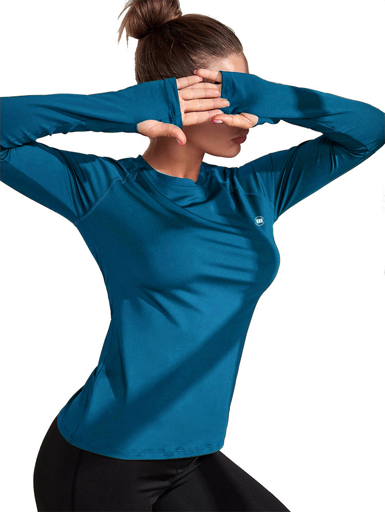 Widasio Basic Women's Round Neck Sports T-shirt (Blue)