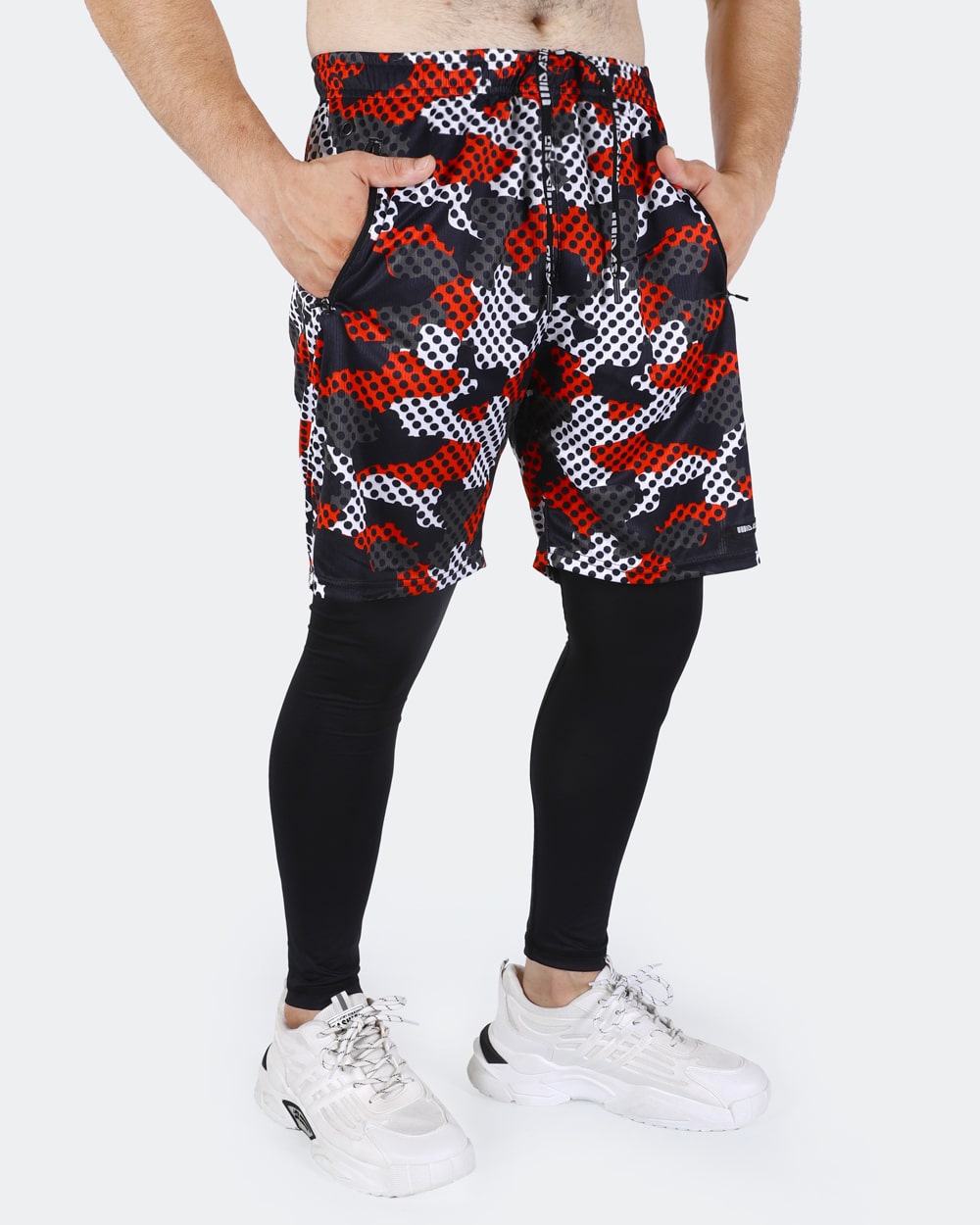 Widasio 2-in-1 Dri-FIT Legging Shorts (Red & Black)