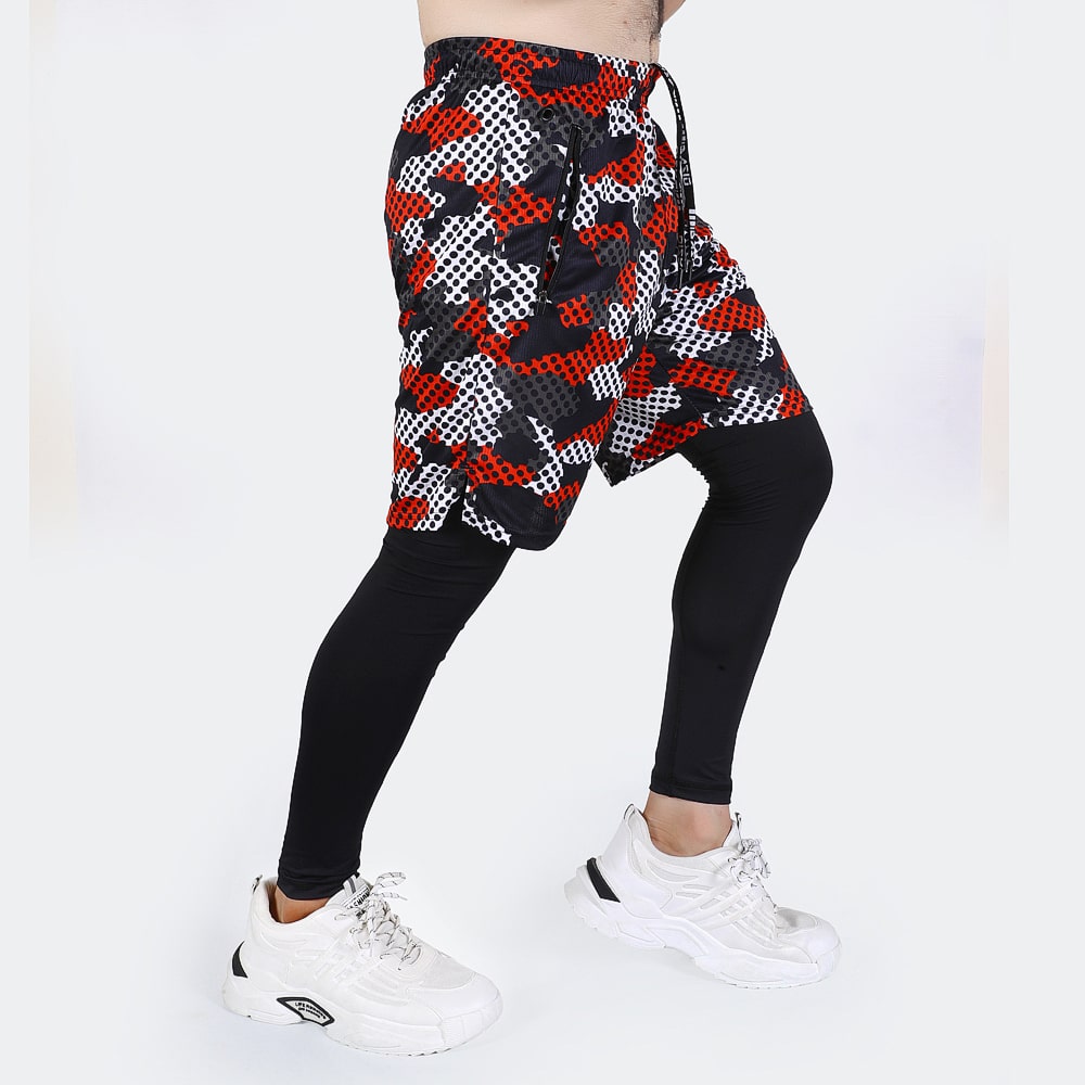 Widasio 2-in-1 Dri-FIT Legging Shorts (Red & Black)