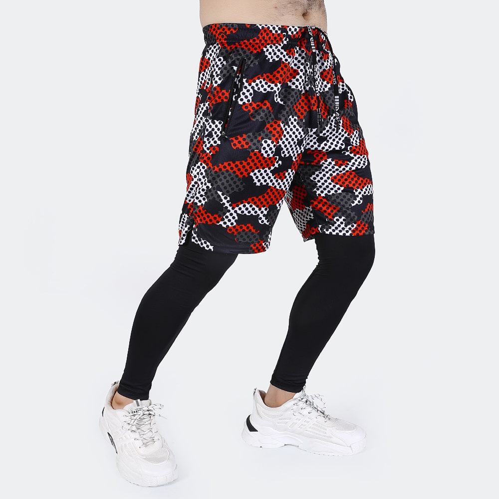 Widasio 2-in-1 Dri-FIT Legging Shorts (Red & Black)