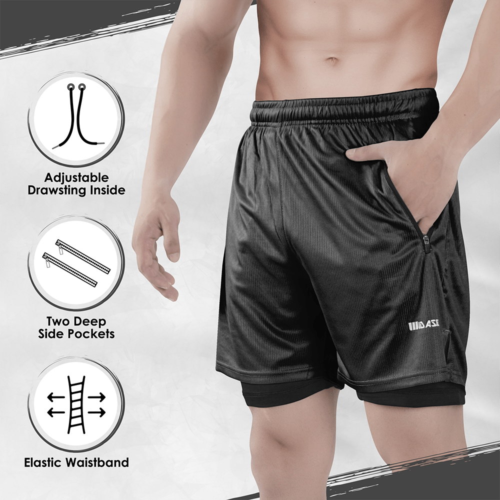 Widasio Dri-Fit 2-in-1 Compression Shorts (Black)
