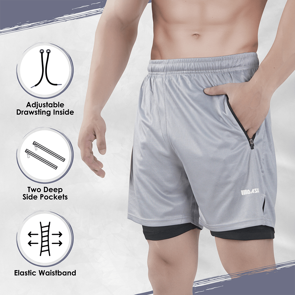 Widasio Dri-Fit 2-in-1 Compression Shorts (Gray)