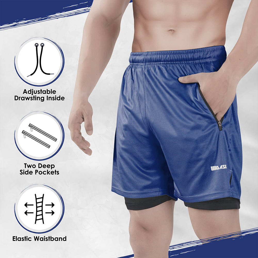 Widasio Dri-Fit 2-in-1 Compression Shorts (Navy blue)