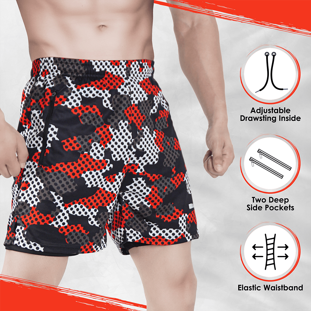 Widasio Dri-Fit 2-in-1 Compression Shorts (Red & Black)