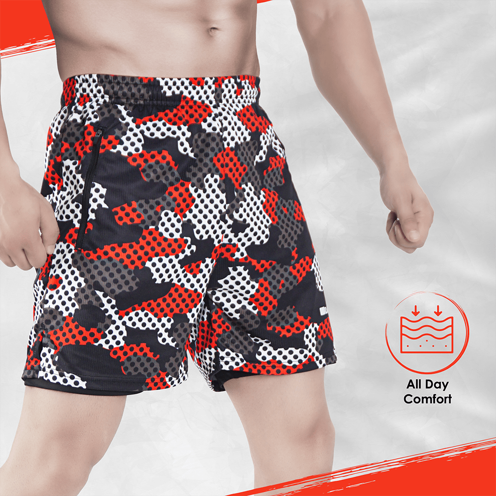Widasio Dri-Fit 2-in-1 Compression Shorts (Red & Black)