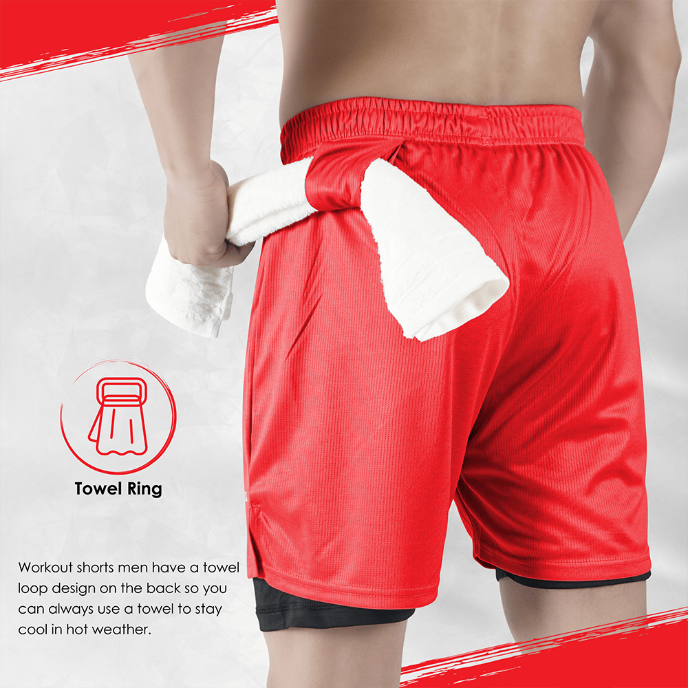 Widasio Dri-Fit 2-in-1 Compression Shorts (Red)