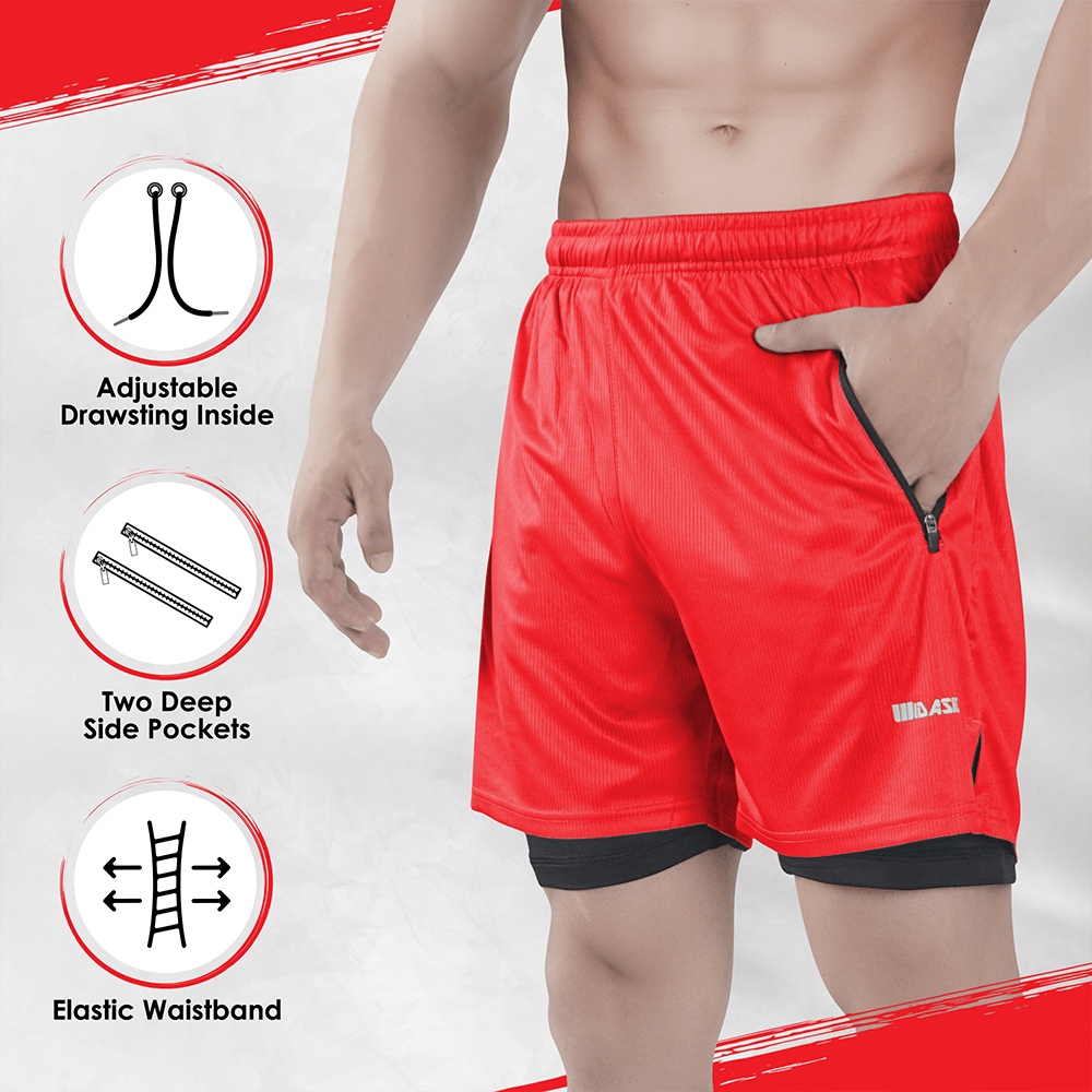 Widasio Dri-Fit 2-in-1 Compression Shorts (Red)