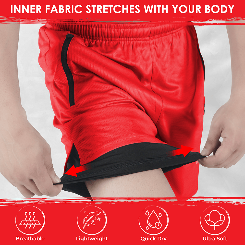 Widasio Dri-Fit 2-in-1 Compression Shorts (Red)