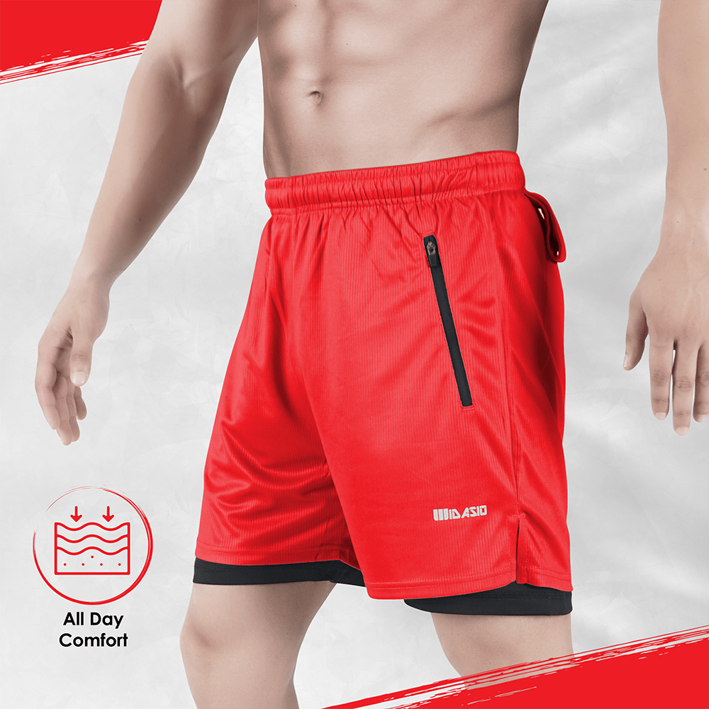 Widasio Dri-Fit 2-in-1 Compression Shorts (Red)